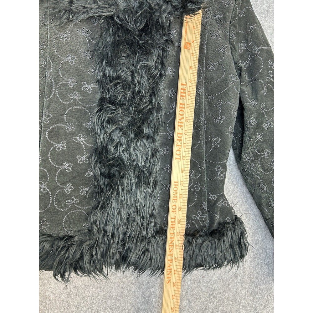 VTG Lobi Lobi Black Genuine Leather Penny Lane Embroidered Quilted Jacket Size M - Picture 8 of 13